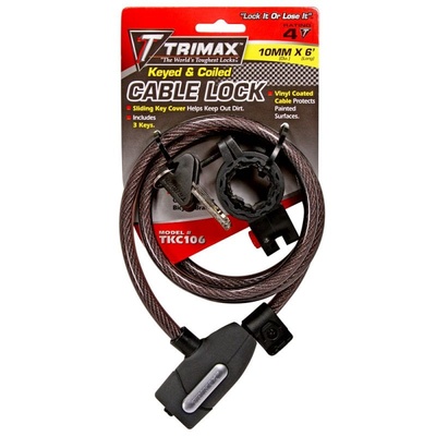 Trimax Locks Keyed & Coiled Cable Lock - TKC106